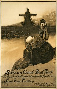 Fundraising-Kampagne für den Belgian Canal Boat Fund, veröffentlicht 1914-18 von John Hassall