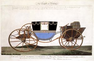 Der Sicherheitswagen des Marquis von Landsdown, erfunden und patentiert vom Künstler, Longacre, London (Gravur) von John Hatchett