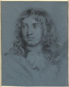 Der Miniaturmaler Thomas Flatman, als junger Mann mit langen Locken und einem um den Hals gebundenen Schal