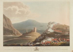 Schlacht von Castalla in Valencia, 13. April 1813, graviert von Dubourg, 1814