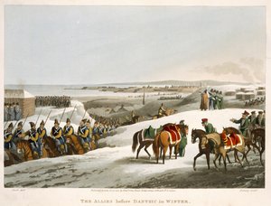 Die Alliierten vor Danzig im Winter, graviert von Matthew Dubourg aus 