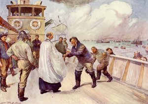 Fischer der Nordseeflotte versammeln sich zum Gottesdienst von John Henry Frederick (after) Bacon
