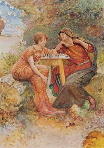 Ferdinand und Miranda in Der Sturm aus Kindererzählungen von Shakespeare von Edith Nesbit (1858-1924), veröffentlicht von Raphael Tuck & Sons Ltd., London (Buchillustration)