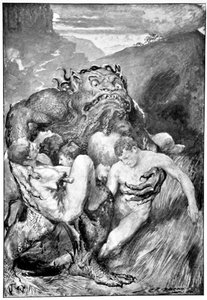 Der Dämon des Bösen, mit seinem wilden Rachen, griff sie gierig, 1910