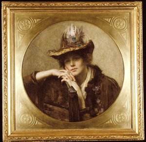 Frau mit Pfauenfederhut von John Henry Henshall