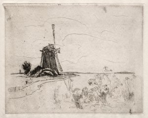 Mühle und Unkraut, Holland von John Henry Twachtman