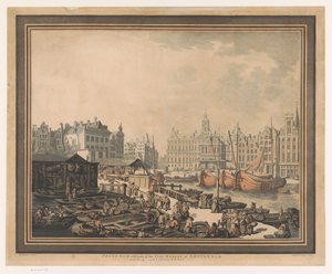 Ansicht des Fischmarktes auf dem Dam in Amsterdam von John Henry Wright