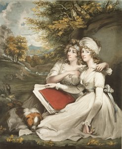 Die Töchter von Sir Thomas Frankland, Bart., graviert und veröffentlicht von William Ward (1766-1826), 1797 (Mezzotinto) von John Hoppner