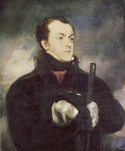 Porträt von Kapitän Lyon, halbe Länge, in einem pelzbesetzten Mantel, eine Waffe haltend von John Jackson