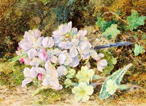 Mandelblüten und Primeln, 1868 von John Jesson Hardwick