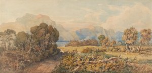 Landschaft mit Fluss und Bergen von John Joseph Cotman