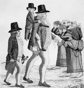 Hamilton Bell trägt einen Weinhändlerjungen von Edinburgh nach Musselburgh, 1792