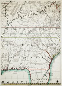 Eine Karte der britischen und französischen Herrschaftsgebiete in Nordamerika mit den Straßen, Entfernungen, Grenzen und dem Umfang der Siedlungen, dem ehrenwerten Earl of Halifax und den anderen ehrenwerten Lords Kommissaren für Handel & Plantagen demütig