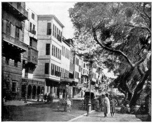 Die Ezbekiyeh und Straßenszene, Kairo, Ägypten, späte 19. Jahrhundert