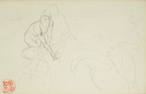 Achilles und Xanthus, aus La Farge-Folios Nr. 849 und Nr. 860, eine von 42 Zeichnungen von John La Farge