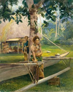 Porträt von Faase, der Taupo oder offiziellen Jungfrau von Fagaloa Bay, und ihrer Anstandsdame, Samoa von John La Farge