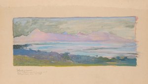Die Insel Moorea, Blick über die Meerenge von Tahiti, Januar 1891 von John La Farge