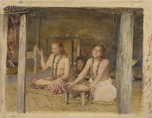 Siva mit Siakumu, die Kava im Haus von Tofae zubereiten, ca. 1893 von John La Farge or Lafarge
