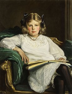 Porträt von Betty, dreiviertel Länge sitzend, ein Buch lesend von John Lavery