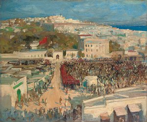 Die maurische Flagge, gehisst auf der deutschen Gesandtschaft in Tanger von John Lavery