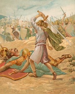 David kurz vor der Tötung Goliaths von John Lawson