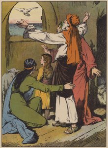 Die Taube bringt Noah ein grünes Blatt