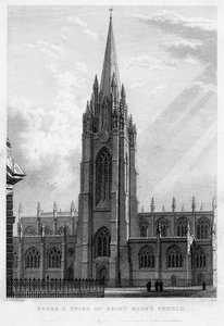 Turm und Spitze der St. Marienkirche, Oxford, 1833