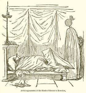 Schrecklicher Auftritt des Schattens von Remus zu Romulus von John Leech