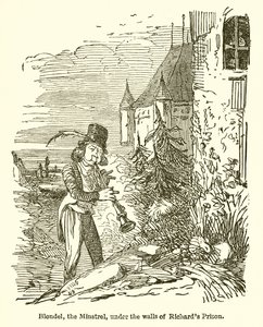Blondel, der Minnesänger, unter den Mauern von Richards Gefängnis von John Leech