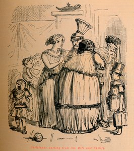 Coriolanus verabschiedet sich von seiner Frau und Familie, 1852 von John Leech