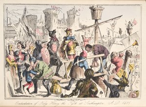 Einschiffung von Heinrich V. in Southampton, AD 1415, aus The Comic History of England, veröffentlicht 1864 (handkolorierte Radierung) von John Leech