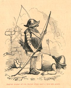 Englischer Bogenschütze der Zeit aus einem seltenen alten Druck von John Leech