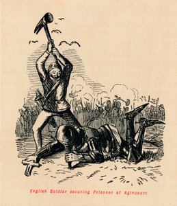 Englischer Soldat sichert Gefangenen bei Agincourt, ca. 1860 von John Leech