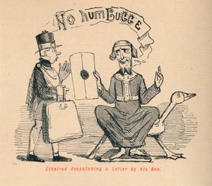 Ethelred versendet einen Brief durch seinen Sohn, ca. 1860 von John Leech