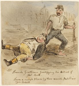 Französischer Gentleman befriedigt seinen Hass auf Mr. Bull von John Leech