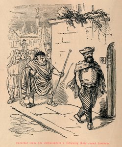 Hannibal führt die Botschafter zu einem ermüdenden Rundgang durch Karthago, 1852 von John Leech