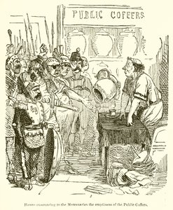 Hanno verkündet den Söldnern die Leere der Staatskassen von John Leech