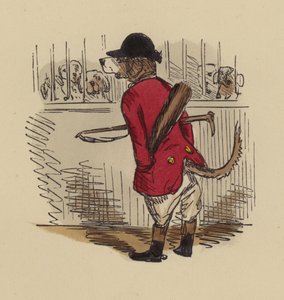 Hund als Jäger verkleidet
