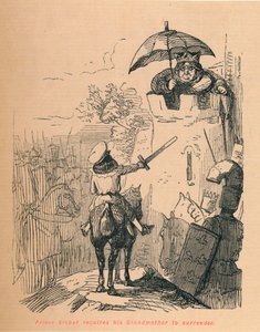 Prinz Arthur fordert seine Großmutter zur Kapitulation auf, um 1860 von John Leech