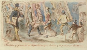 Empfang von Bildern an der Royal Academy - Ankunft des Porträts eines Gentlemans, 1846 von John Leech