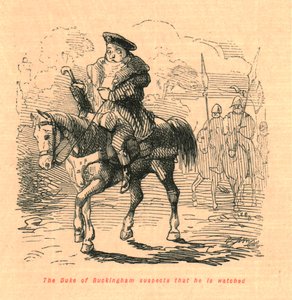 Der Herzog von Buckingham vermutet, dass er beobachtet wird, 1897 von John Leech
