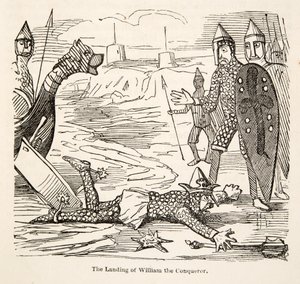 Die Landung von Wilhelm dem Eroberer, aus The Comic History of England, veröffentlicht 1864 von John Leech