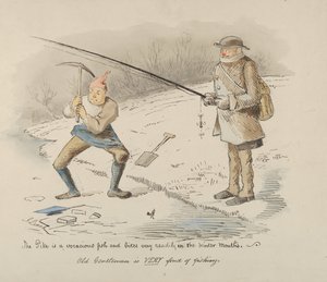 Der Hecht ist ein gefräßiger Fisch und beißt im Winter bereitwillig - Alter Herr, 1830-64