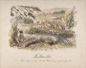"Der Flussufer, günstiger Wind und die Forelle steigt so schnell wie möglich" von John Leech