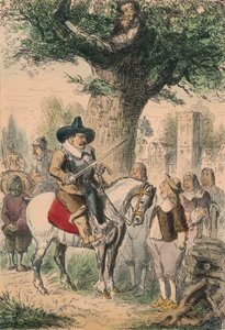 Die Königseiche, die Familie Penderell hat keine Ahnung, wo Charles ist!!!, 1850 von John Leech