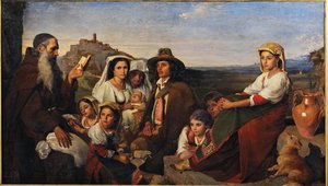 Eine Predigt, ein Mönch predigt in der römischen Campagna von John Leslie