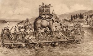 Hannibal überquert den Fluss Rhone von John Macfarlane