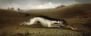 Hasenjagd in einer Landschaft, 1870 von John Marshall
