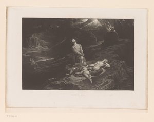 Adam und Eva beweinen Abel und Gott verflucht Kain (Illustrationen zur Bibel) von John Martin