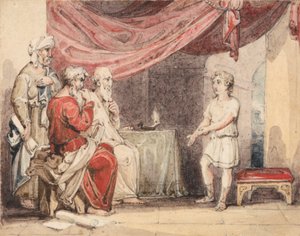 Christus predigt den Ältesten im Tempel von John Martin